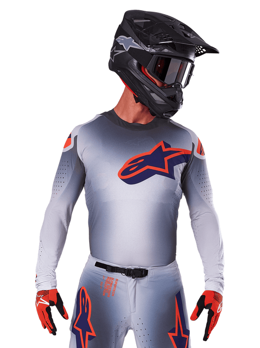Alpinestars 2025 Supertech Lipan Jersey CLOSEOUT - Gray/Orange Fluo
