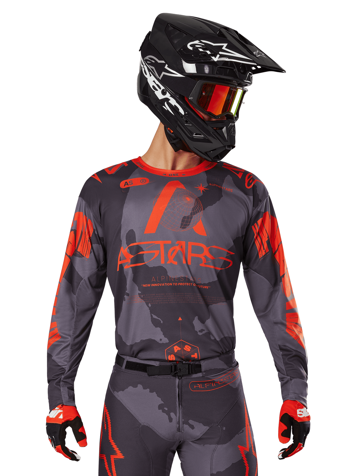 Alpinestars 2025 Racer Hollow Jersey - Gray Camo/Orange Fluo