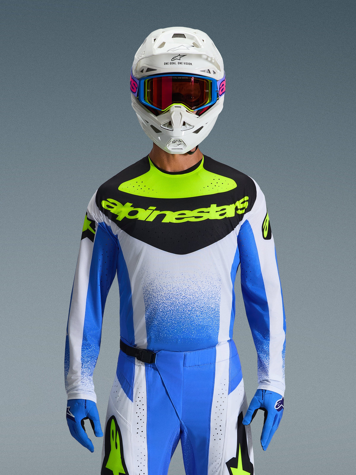 Alpinestars 2026 Techstar Knif Jersey - Ucla Blue/Black/Yellow Fluo