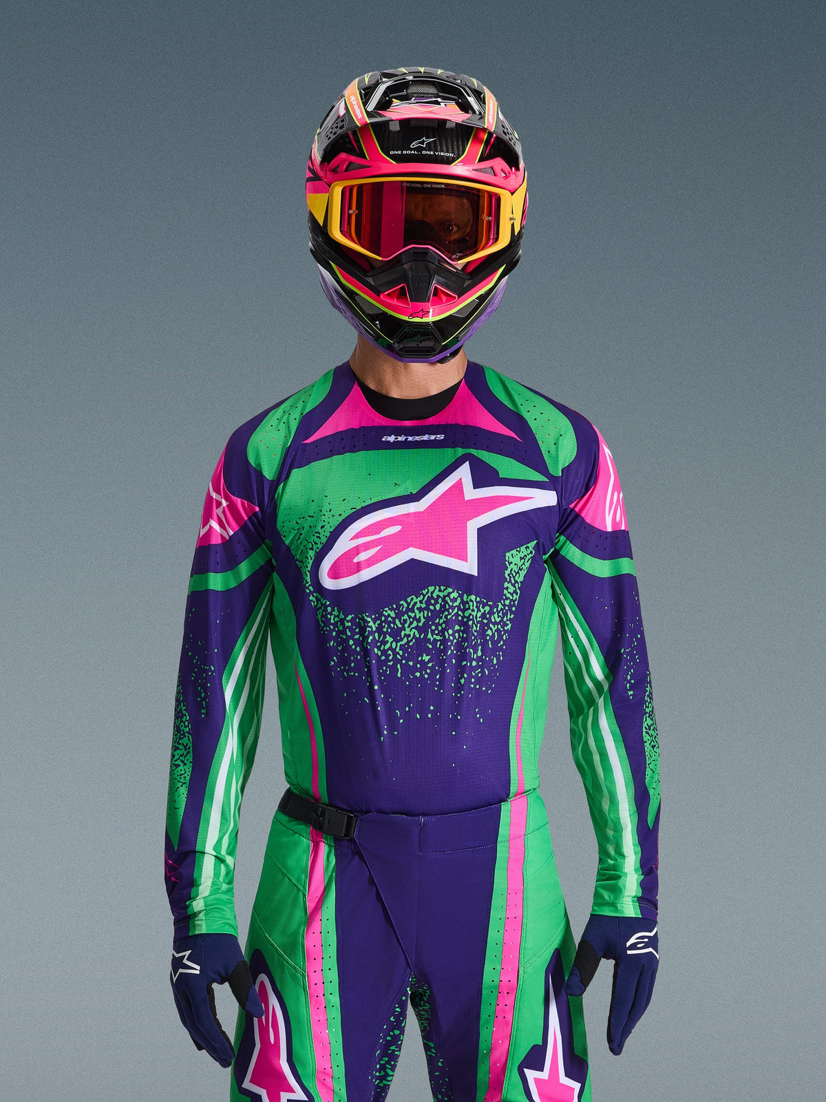 Alpinestars 2026 Techstar Nomur Jersey - Deep Purple/Green/Pink Fluo