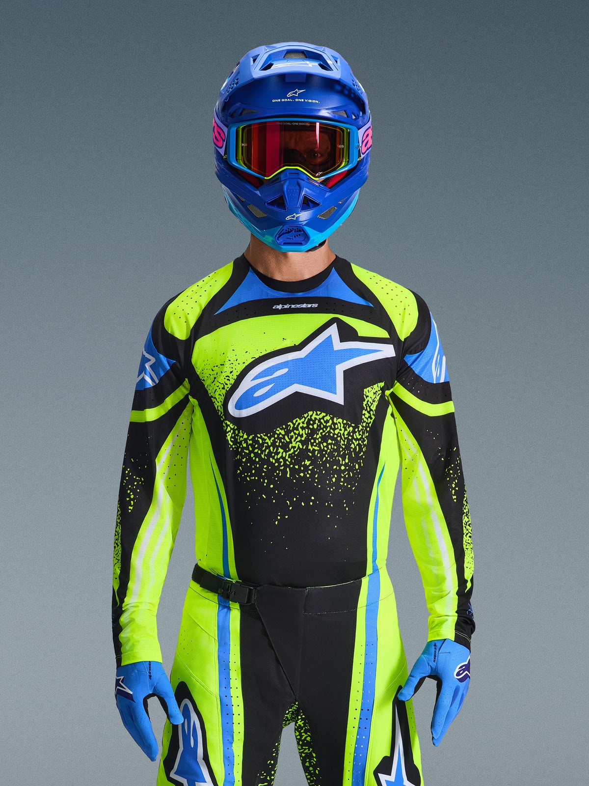 Alpinestars 2026 Techstar Nomur Jersey - Dark Navy/Yellow Fluo/Blue