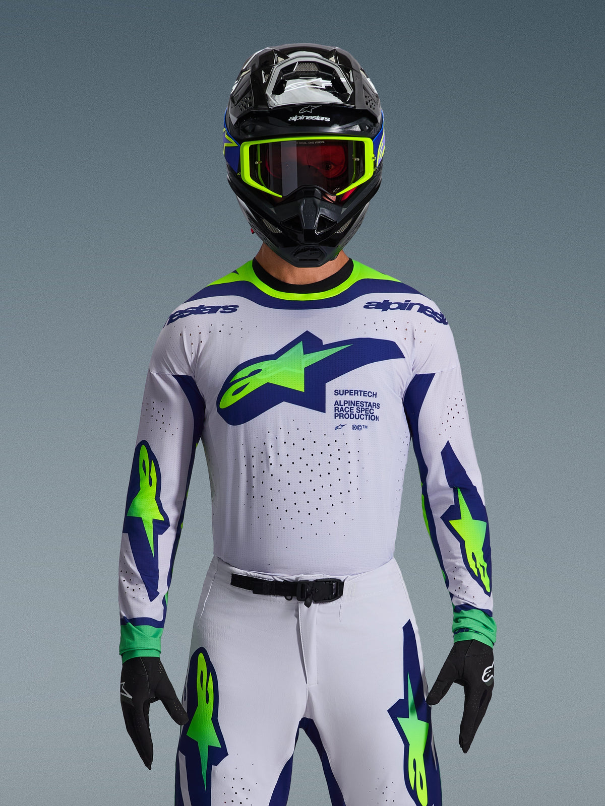 Alpinestars 2026 Supertech Vista Jersey - Light Gray/Yellow Fluo/Blue
