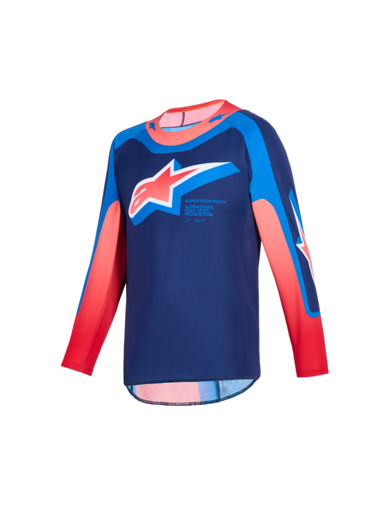 Alpinestars 2026 Youth Supertech Vista Jersey - Dark Navy/Hot Coral/Cobalt