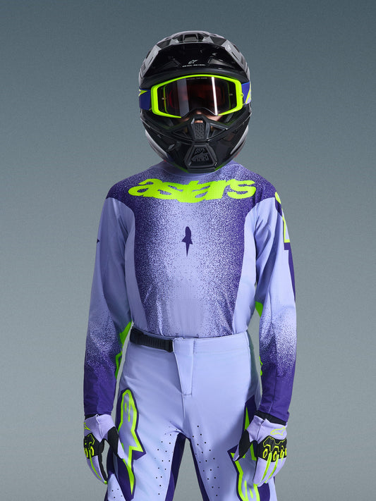 Alpinestars 2026 Youth Supertech Scenz Jersey - Purple/Yellow Fluo