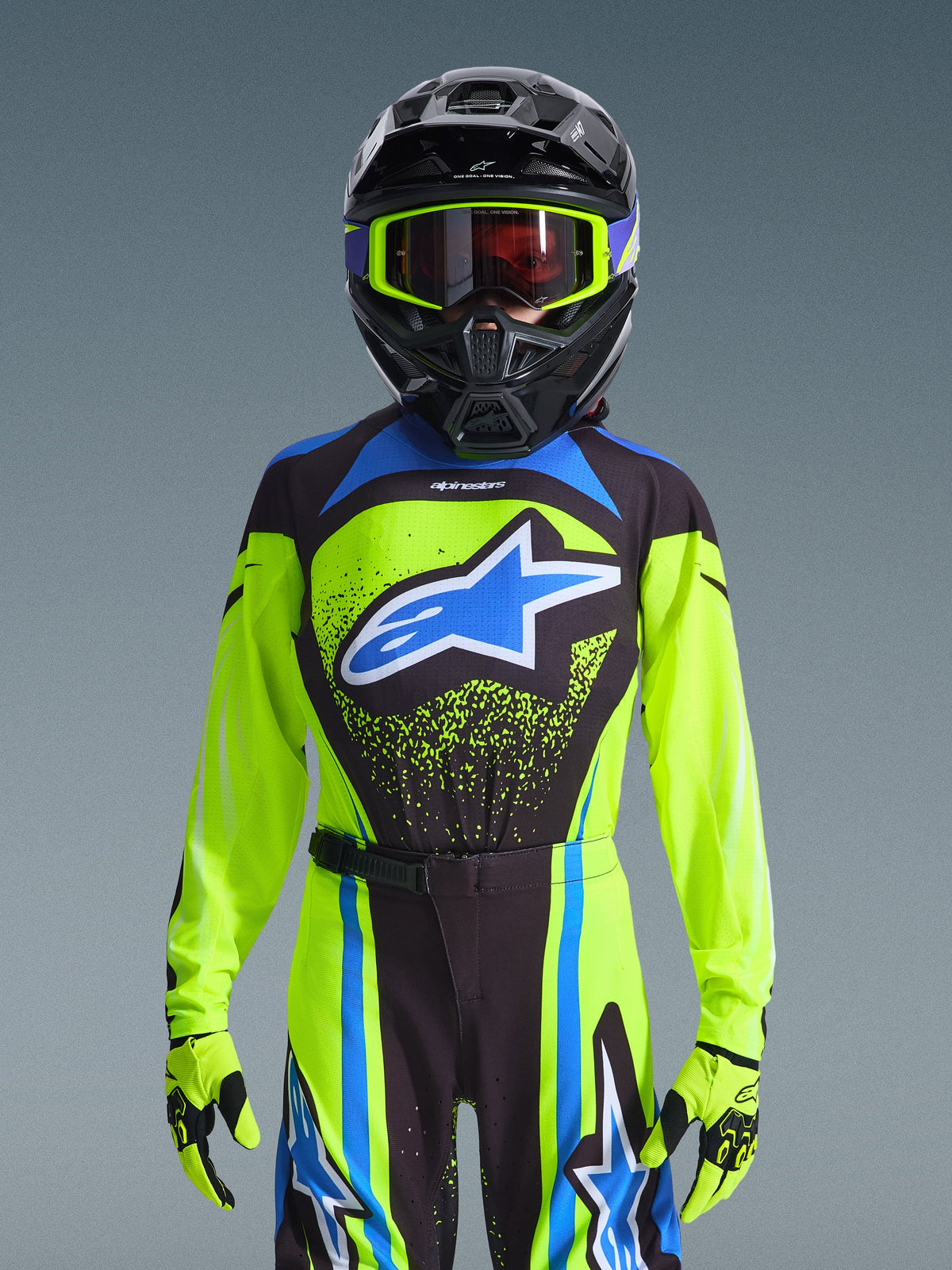 Alpinestars 2026 Youth Supertech Nomur Jersey - Dark Navy/Yellow Fluo/Blue