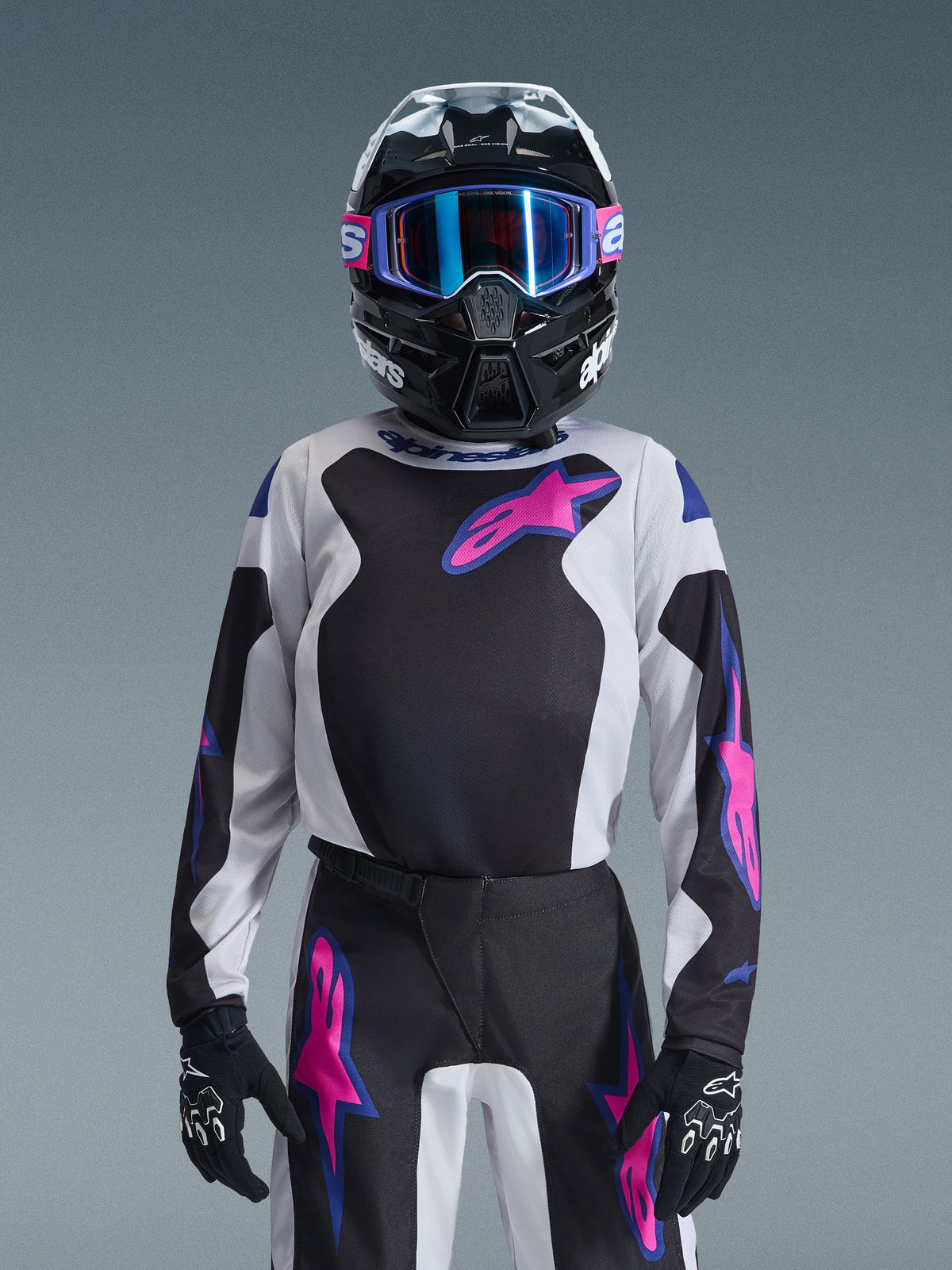 Alpinestars 2026 Youth Fluid Grid Jersey - Black/Light Gray/Purple