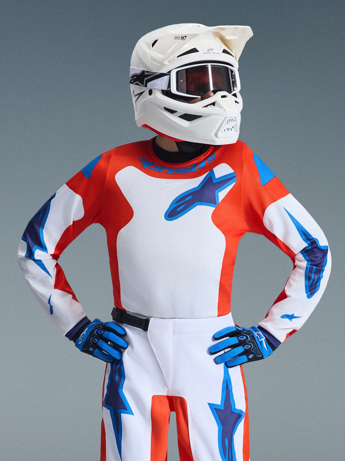 Alpinestars 2026 Youth Fluid Grid Jersey - Orange/Ucla Blue