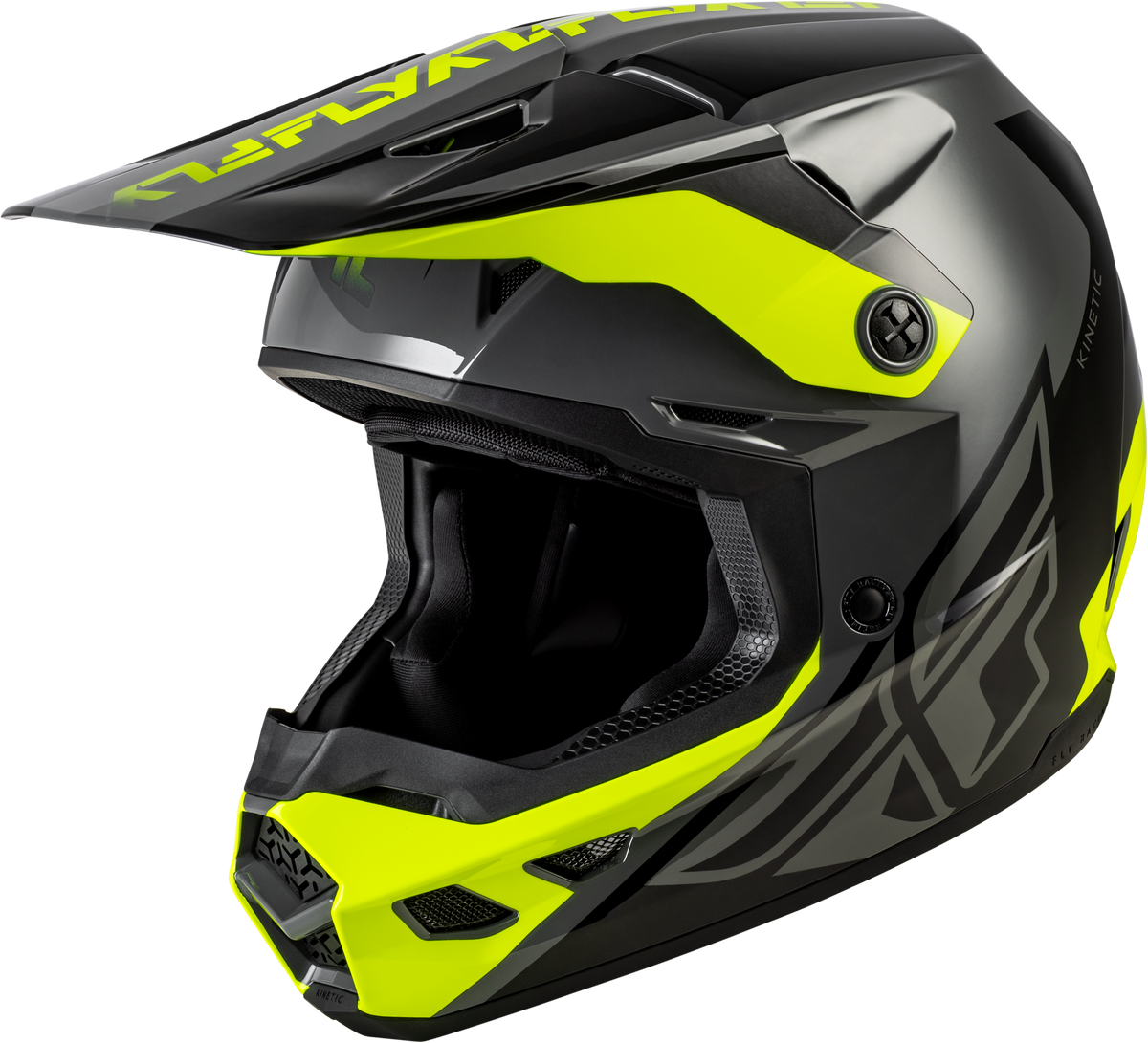 Fly Racing Kinetic Crest Helmet - Grey/Black/Hi-Vis Yellow