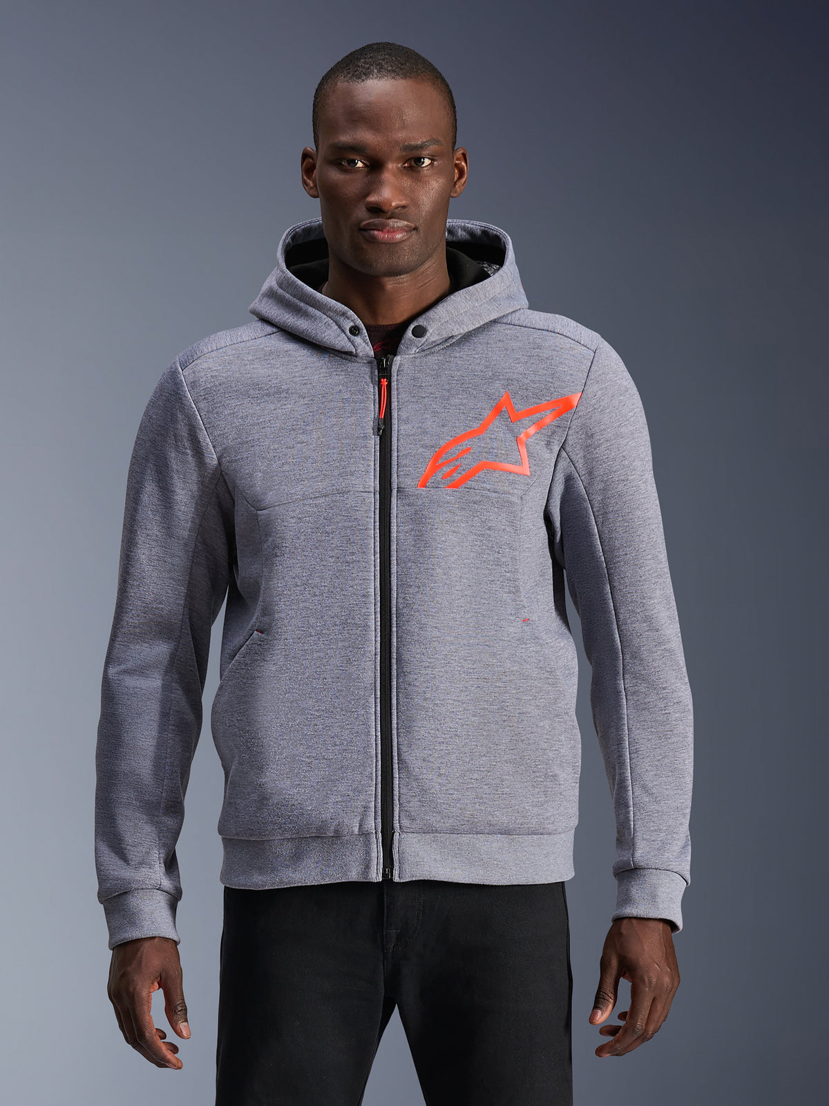 Alpinestars Chrome V2 Sport Hoodie - Gray Heather/Red Fluo