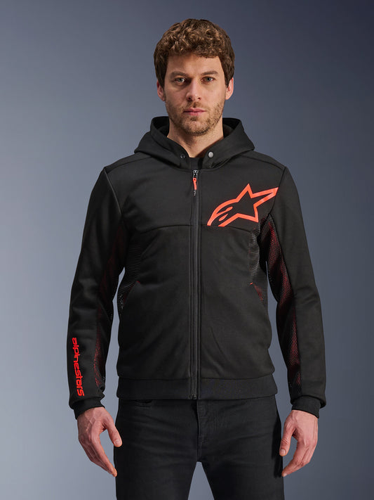 Alpinestars Chrome Air Sport Hoodie - Black/Red Fluo