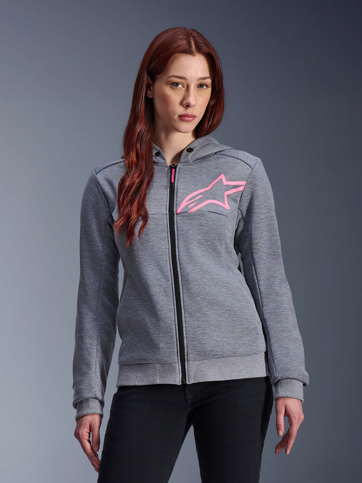 Alpinestars Womens Stella Chrome V2 Sport Hoodie - Gray/Heather/Pink Fluo