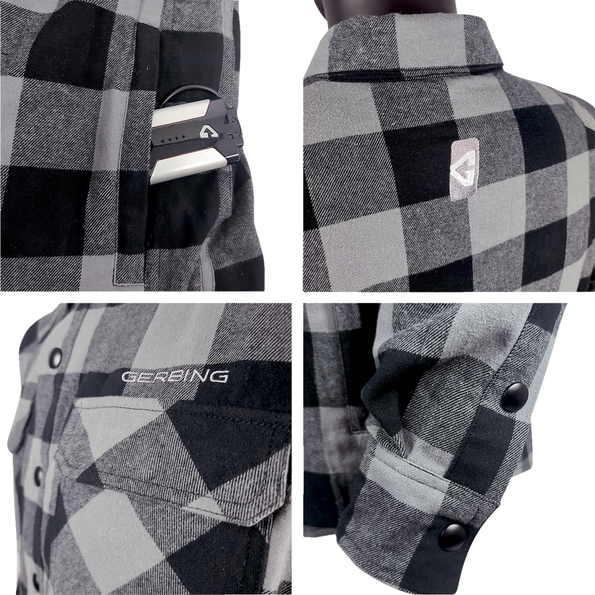 7 V Battery Heated Flannel Shirt - Gray/Black