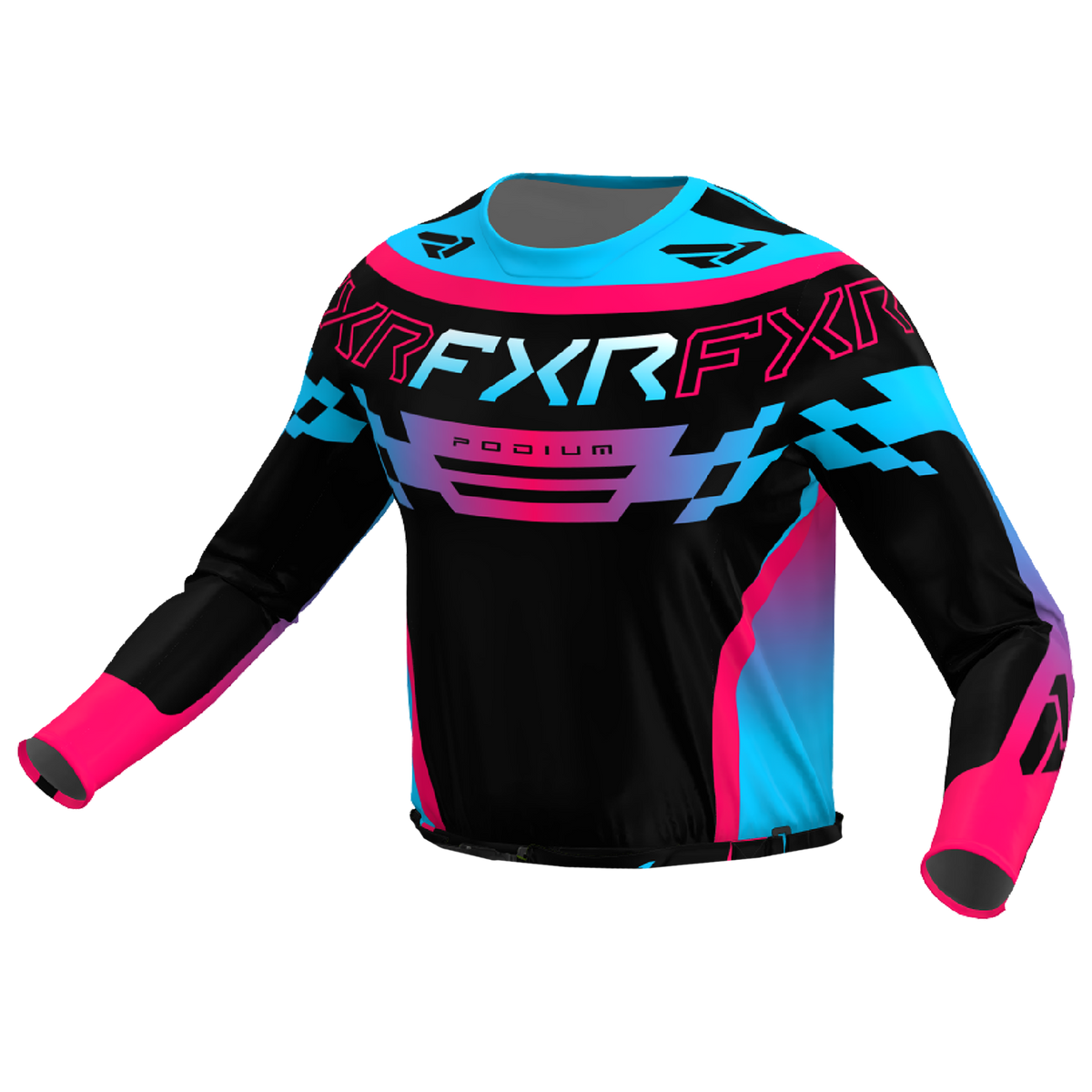 FXR Podium Swerve MX Gear Set -  BLACK/RAZZ/SKY