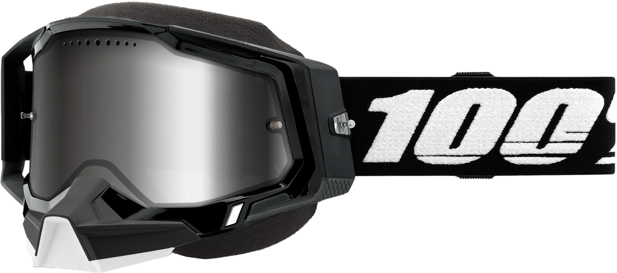 100% Racecraft 2 Snowmobile Goggles Black / Mirror Silver Lens