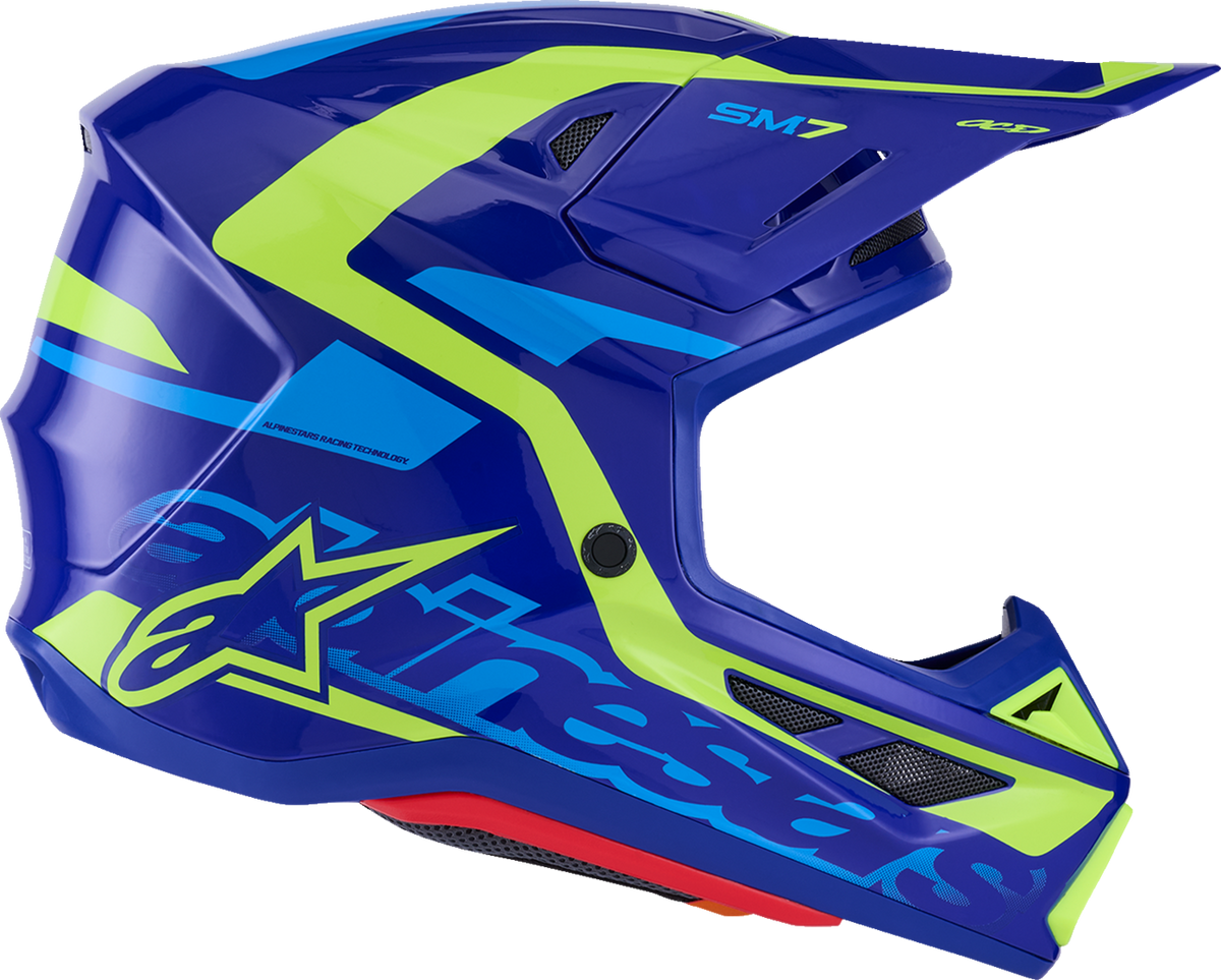 Alpinestars SM7 Deed Helmet Gloss Blue/Yellow Fluo
