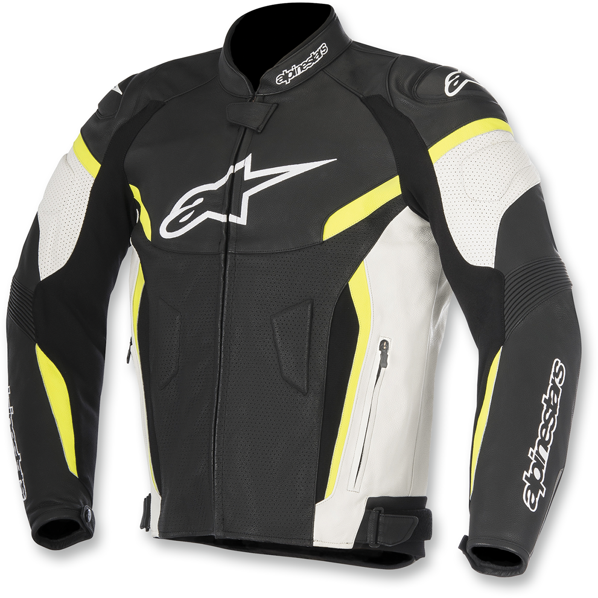 Alpinestars GP Plus R V2 Airflow Leather Jacket - Black/White/Yellow Fluorescent