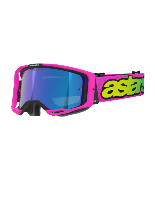 Alpinestars Vision 8 Vista Goggles - Pink Fluo/Yellow Fluo/Mirror Blue