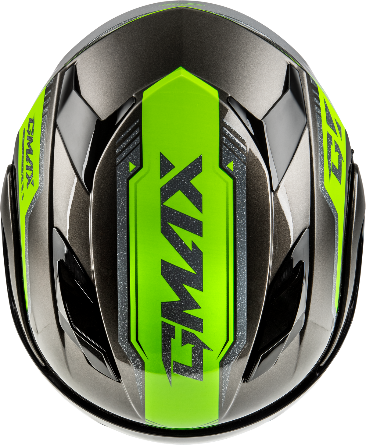 GMAX MD-01 Volta Helmet Black/Silver/Green Metallic