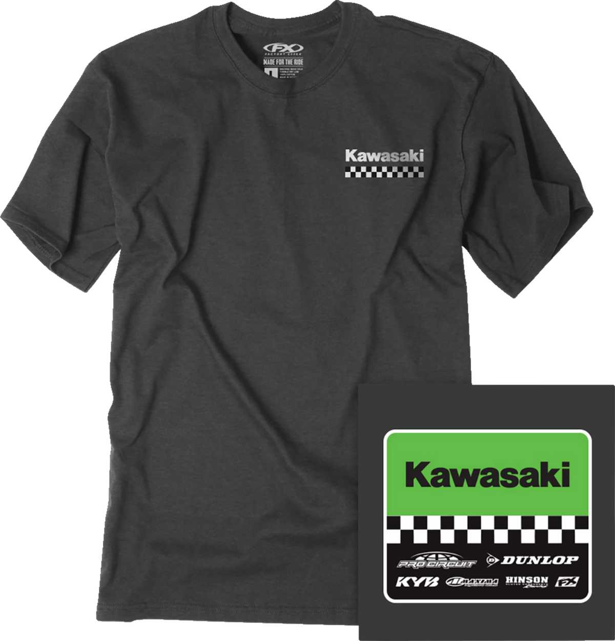 Facotry Effex Kawasaki Starting Line T-Shirt - Heather Charcoal