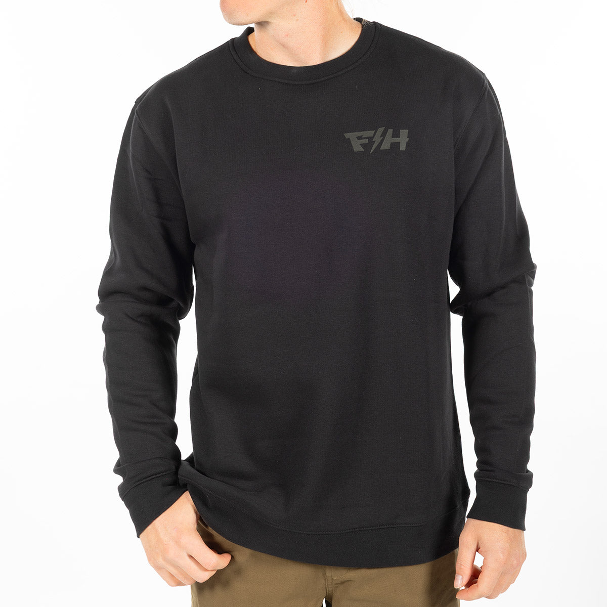 Fasthouse Pillar Crewneck Long Sleeve Tee - Black