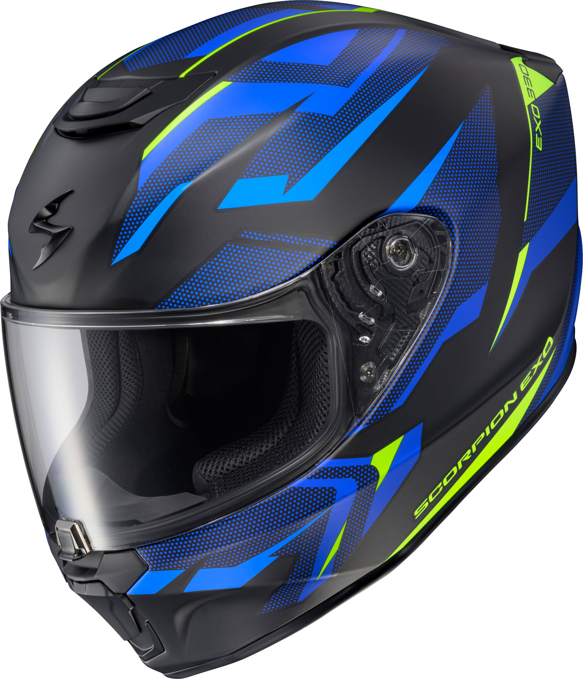 Scorpion EXO R330 Saga Helmet - Black/Blue/Hi-Vis Yellow