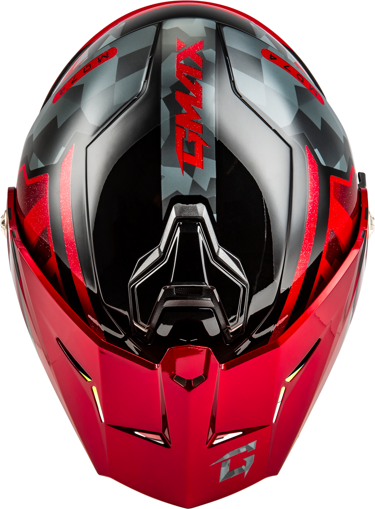 GMAX MD-74 Striker Modular Helmet Black/Grey/Red Metallic