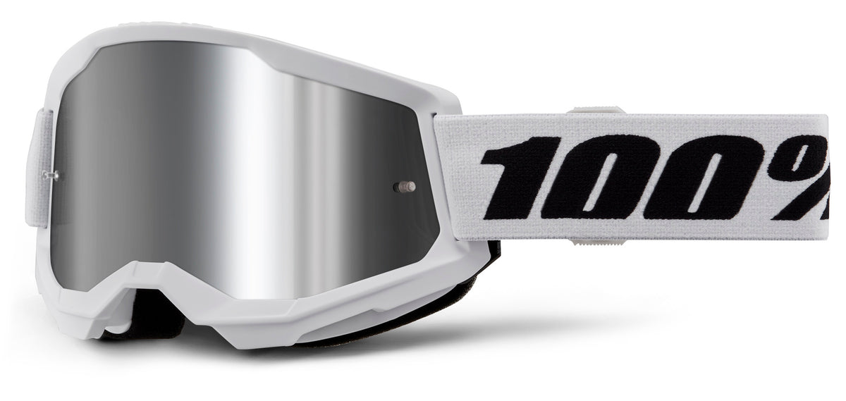 100% Strata 2 Junior Goggles White / Silver Mirror Lens