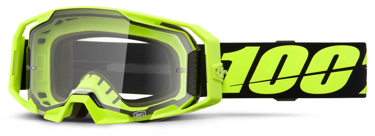 100% Armatic Goggles Neon Yellow / Clear Lens