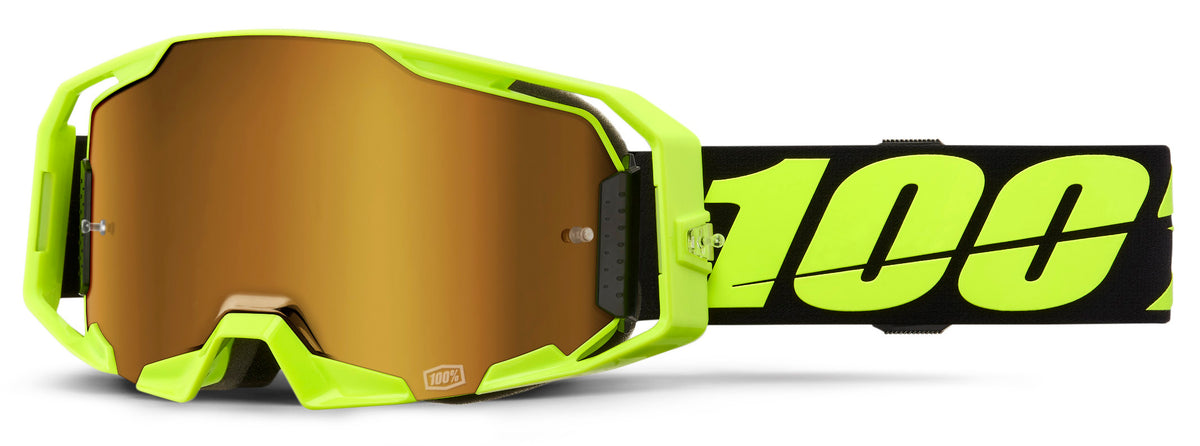 100% Armatic Goggles Neon Yellow / True Gold Mirrored Lens