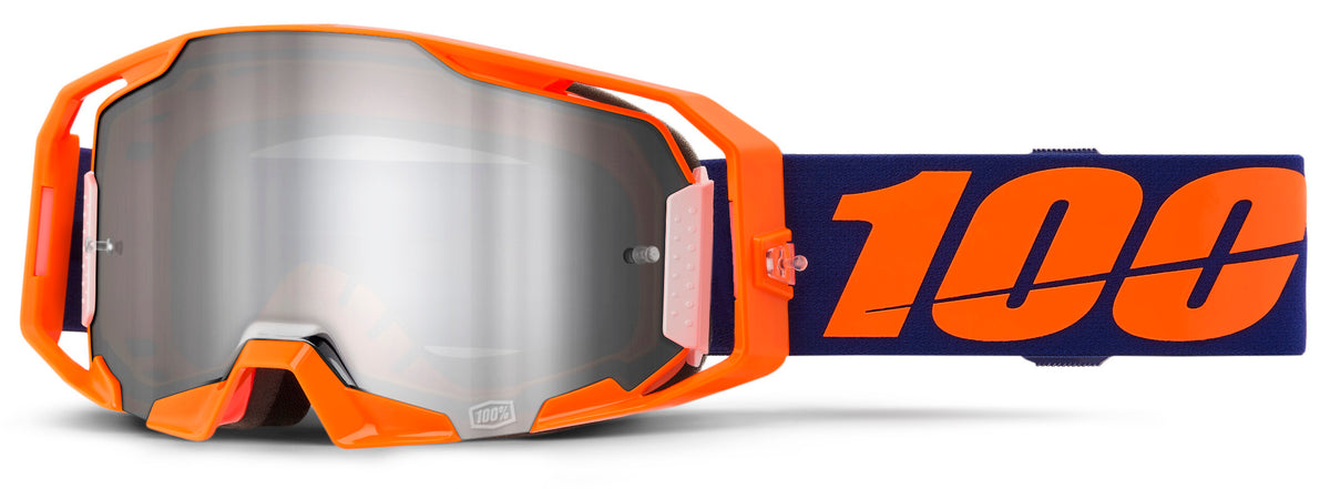 100% Armatic Goggles Neon Orange / Silver Flash Mirrored Lens