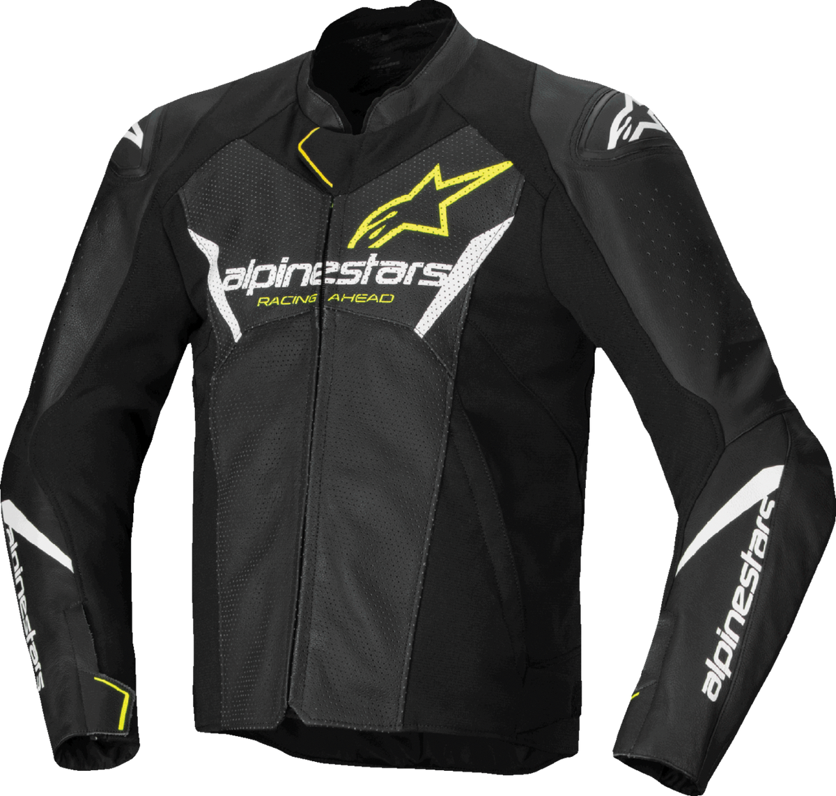 Alpinestars Faster v3 Airflow Leather Jacket - Black/White/Yellow Fluo