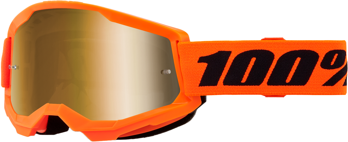 100% Strata 2 Junior Goggles Neon Orange / Mirror Gold Lens