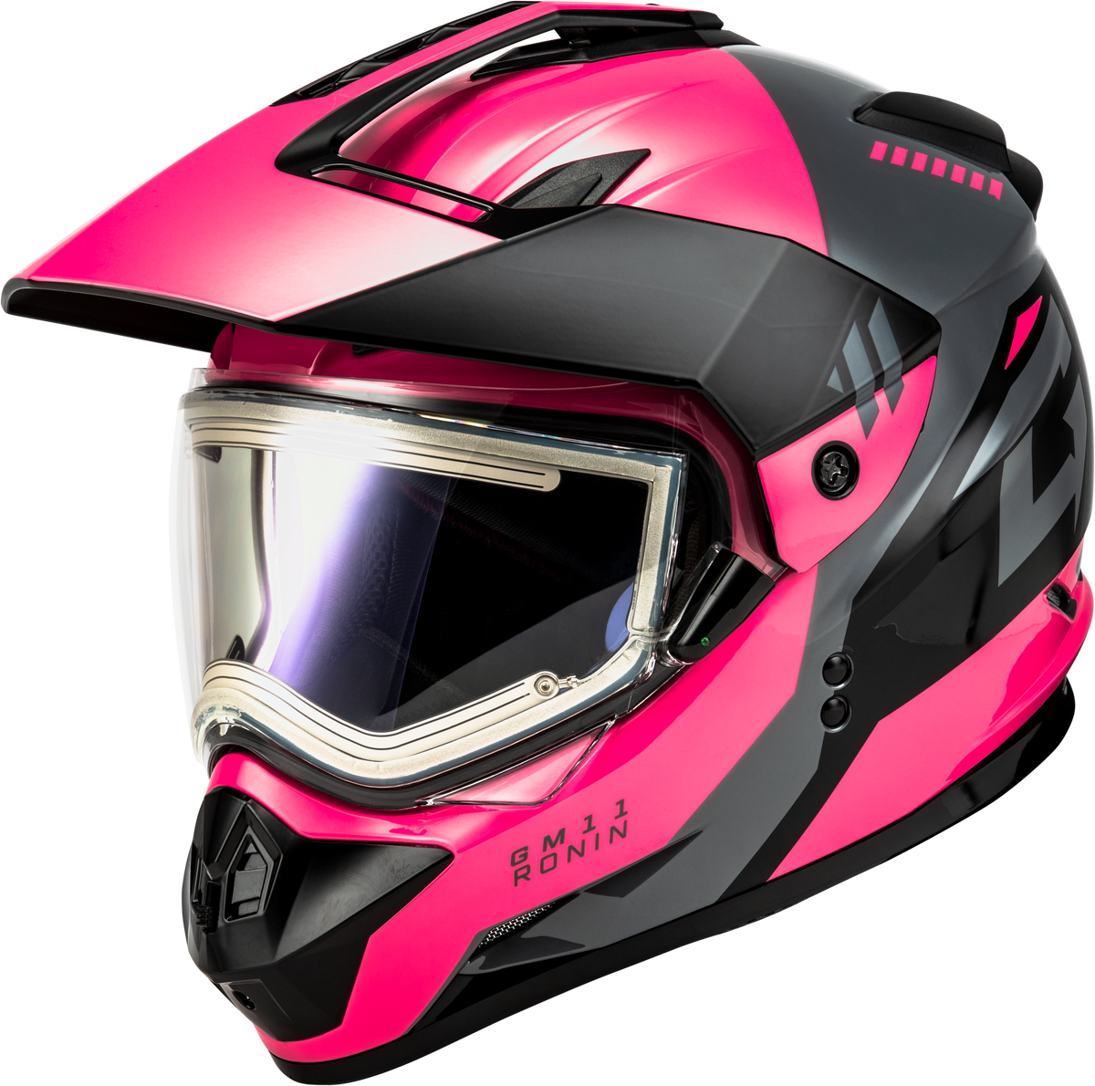 GMAX GM-11S Ronin Helmet W/Electric Shield CLOSEOUT Black/Grey/Pink