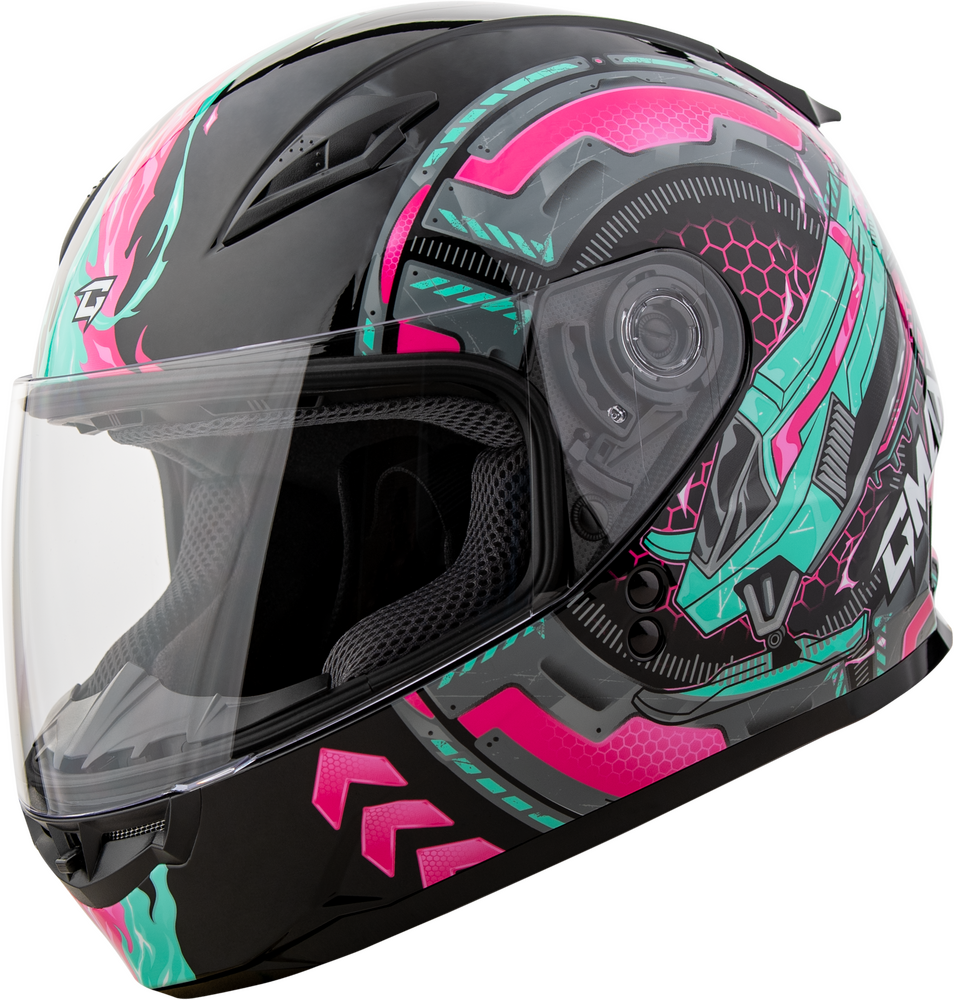 GMAX Youth GM-49Y Charge Helmet Black/Pink/Aqua