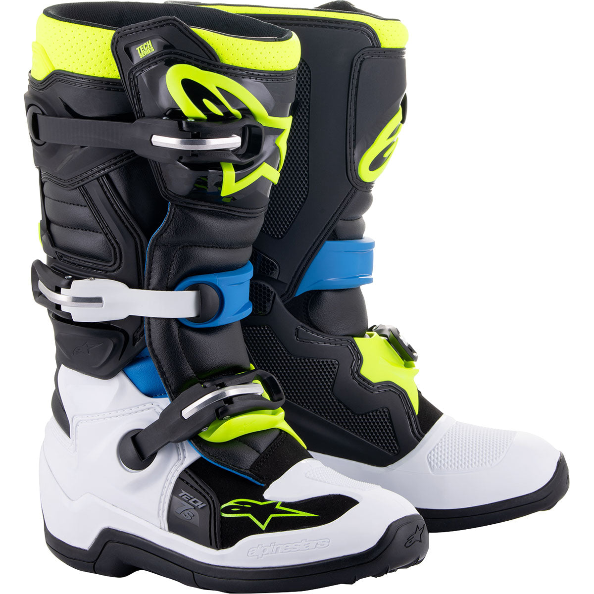 Alpinestars Youth Tech 7S Boots - Black/Blue/Yellow