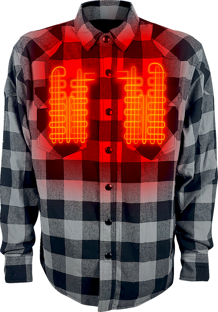 7 V Battery Heated Flannel Shirt - Gray/Black