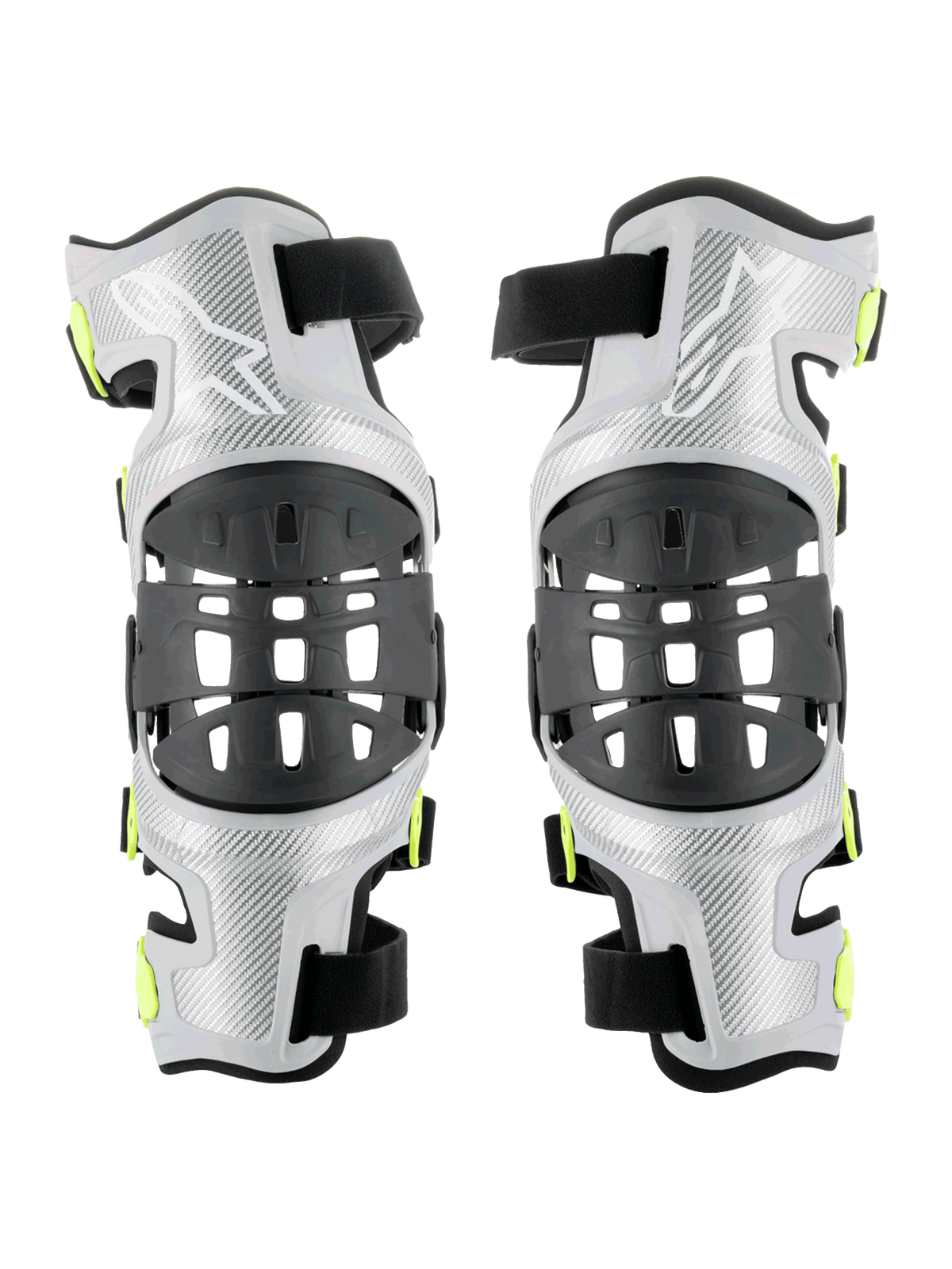 Alpinestars Bionic-7 Knee Brace Set - Silver/Yellow Fluorescent