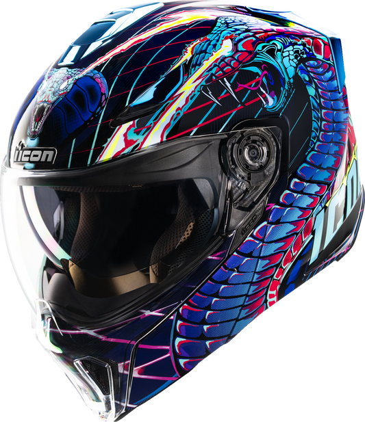 Icon Threshold Modular Helmet - Synthwave Lazer Cobra - Blue