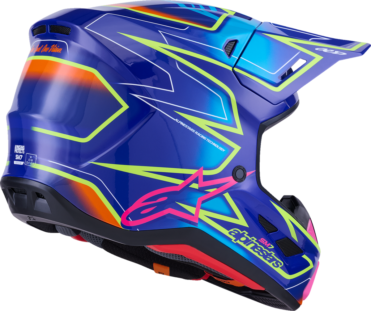 Alpinestars SM7 Cast Helmet Gloss/Blue/Pink/Yellow Fluo