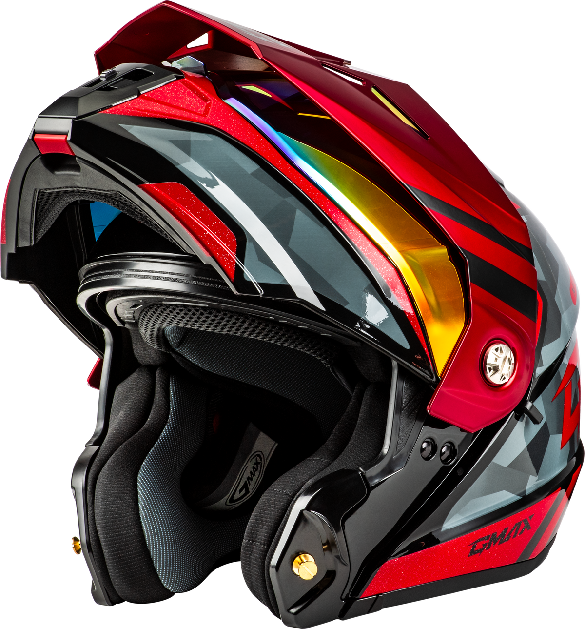 GMAX MD-74 Striker Modular Helmet Black/Grey/Red Metallic