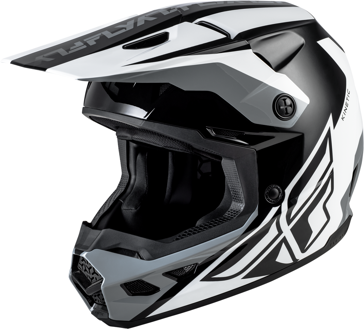 Fly Racing Kinetic Crest Helmet - Black/White/Grey