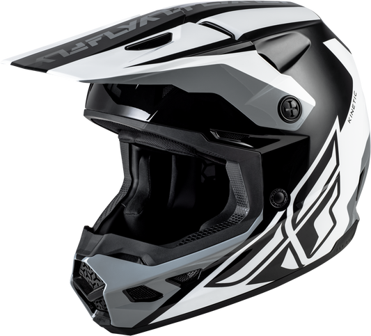 Fly Racing Kinetic Crest Helmet - Black/White/Grey