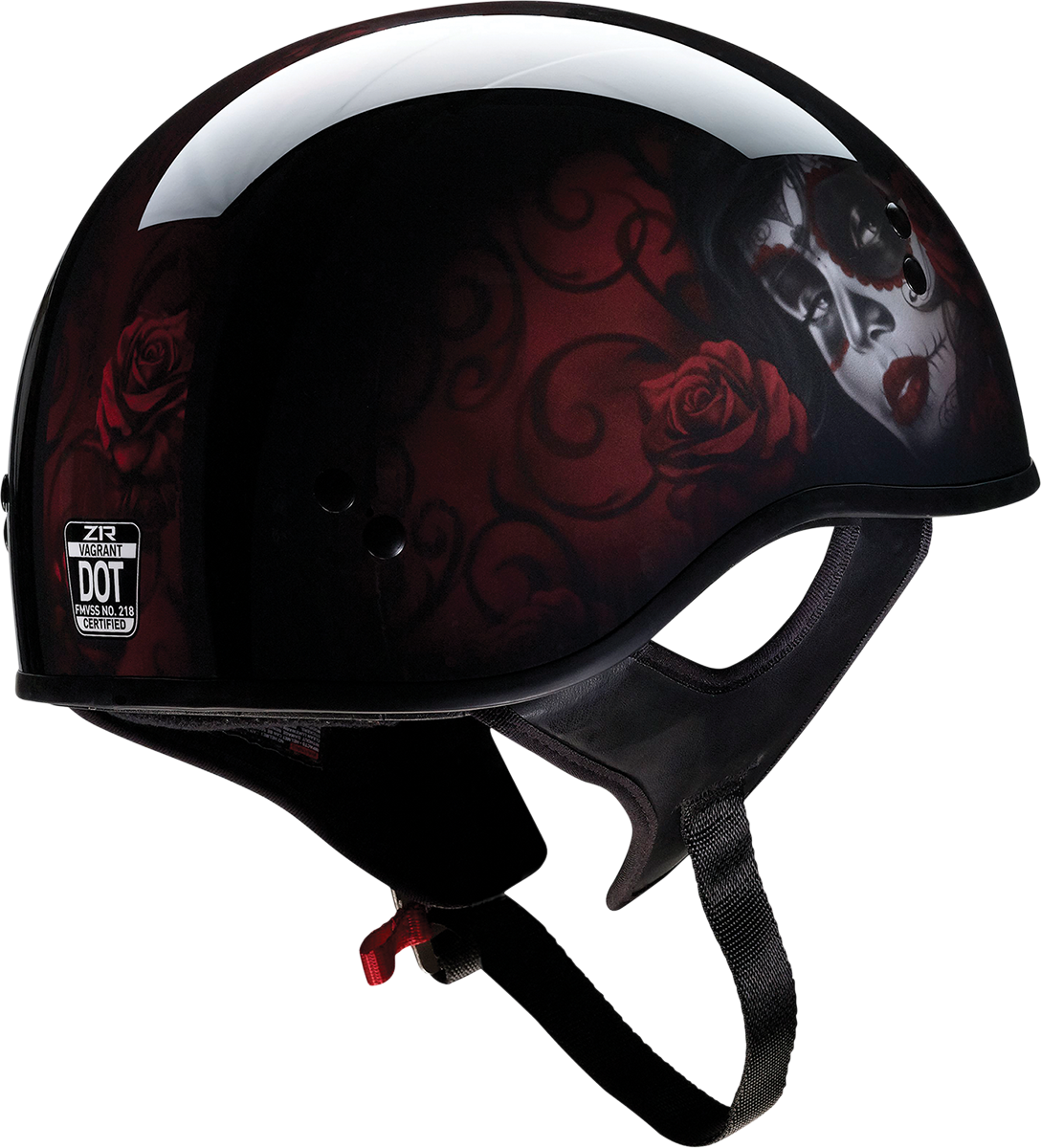 Z1R Vagrant Red Catrina Helmet - Black/Red