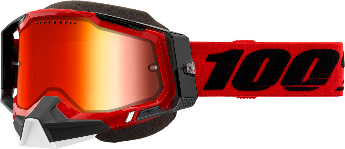 100% Racecraft 2 Snowmobile Goggles Red / Mirror Red Lens
