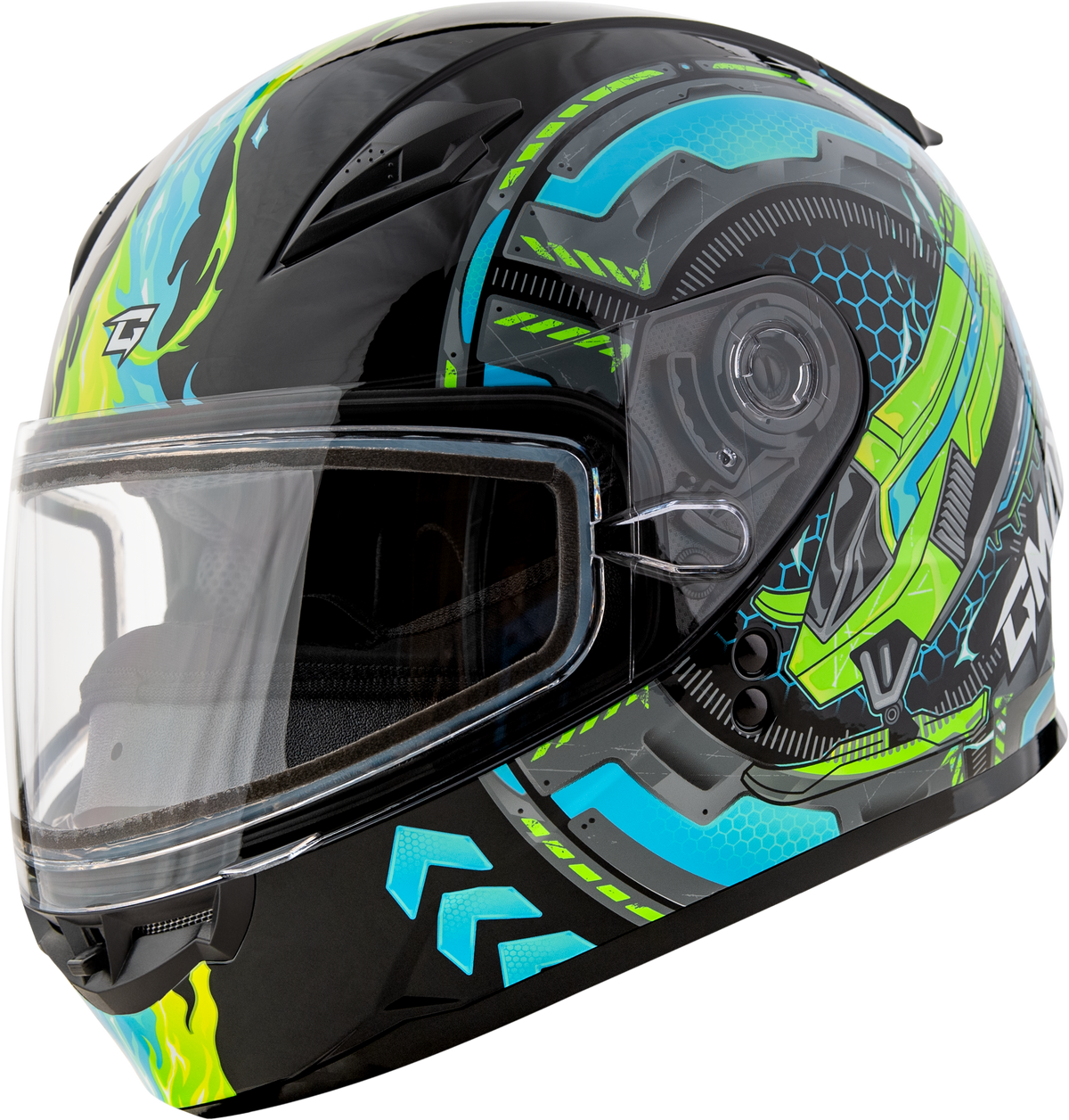 GMAX Youth GM-49Y Charge Snow Helmet Black/Blue/Green