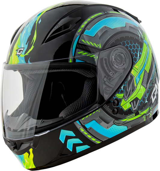 GMAX Youth GM-49Y Charge Helmet Black/Blue/Green
