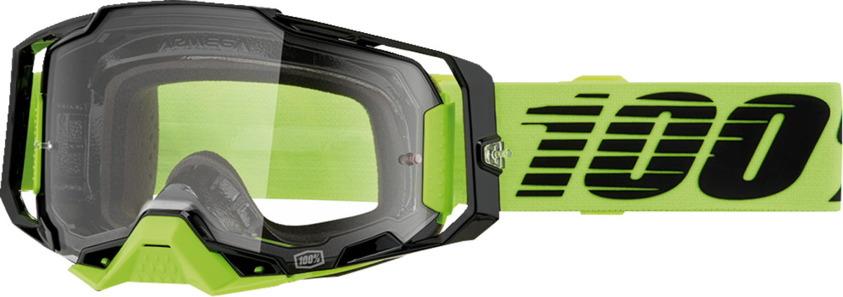 100% Armega Goggles Neon Yellow / Clear Lens