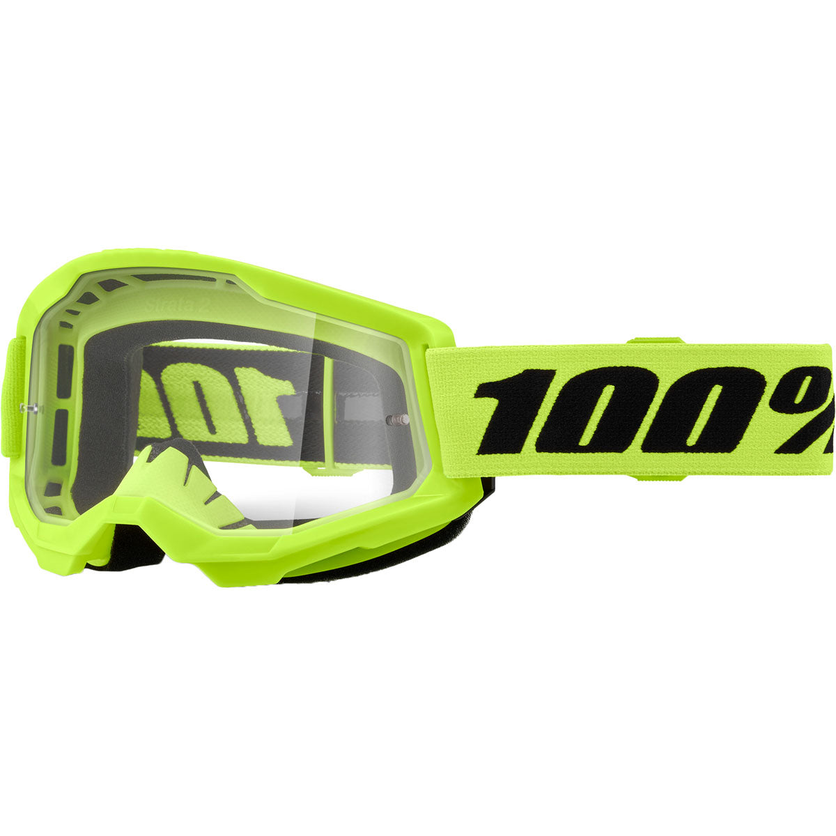 100% Strata 2 Goggles Neon Yellow / Clear Lens