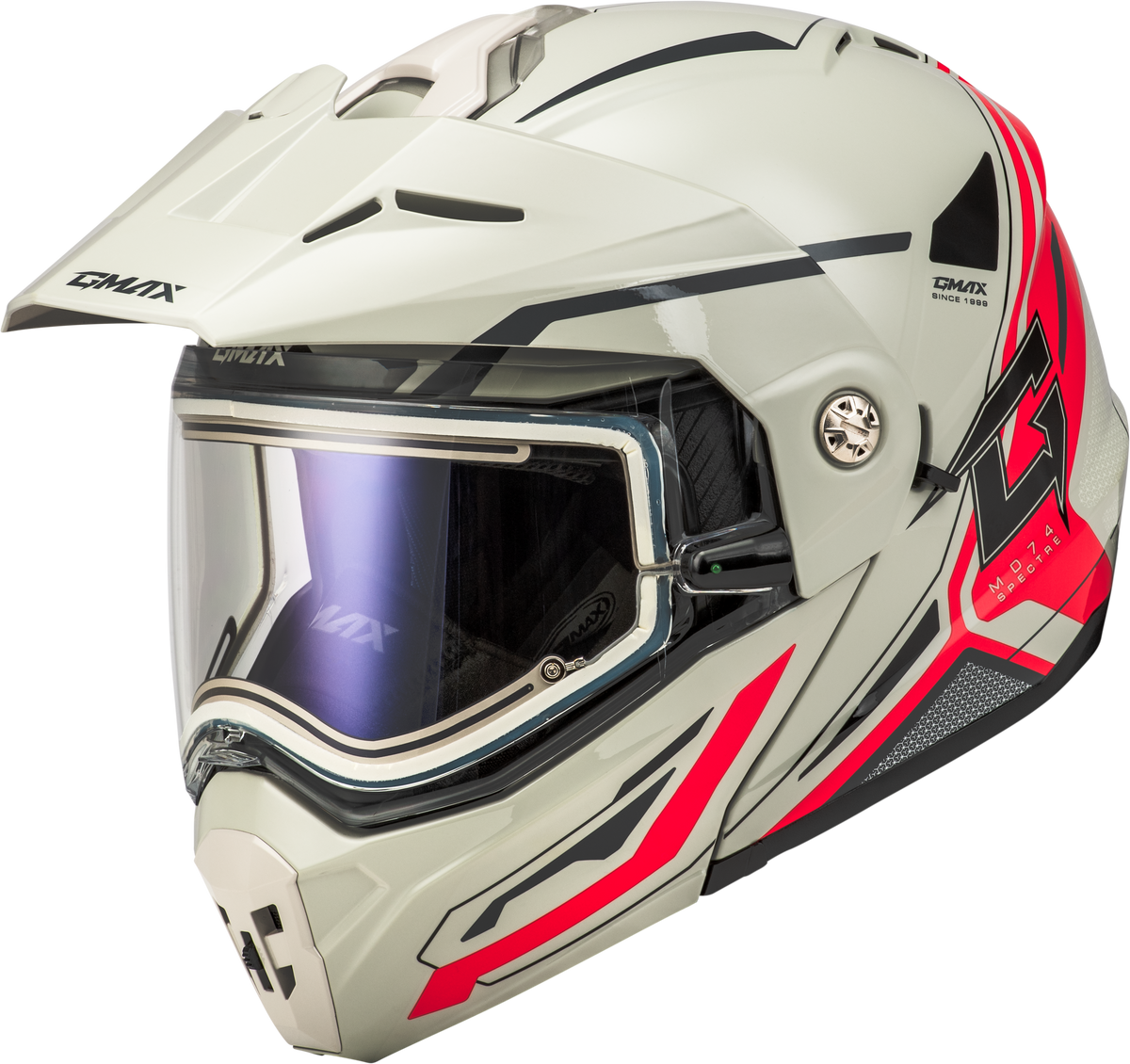 GMAX MD-74S Spectre Modular Helmet w/Electric Shield CLOSEOUT White/Red