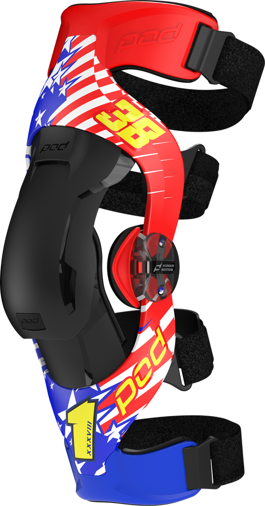 POD Youth K4 V2.0 LE Knee Brace Danger Boy Deegan - Red/White/Blue